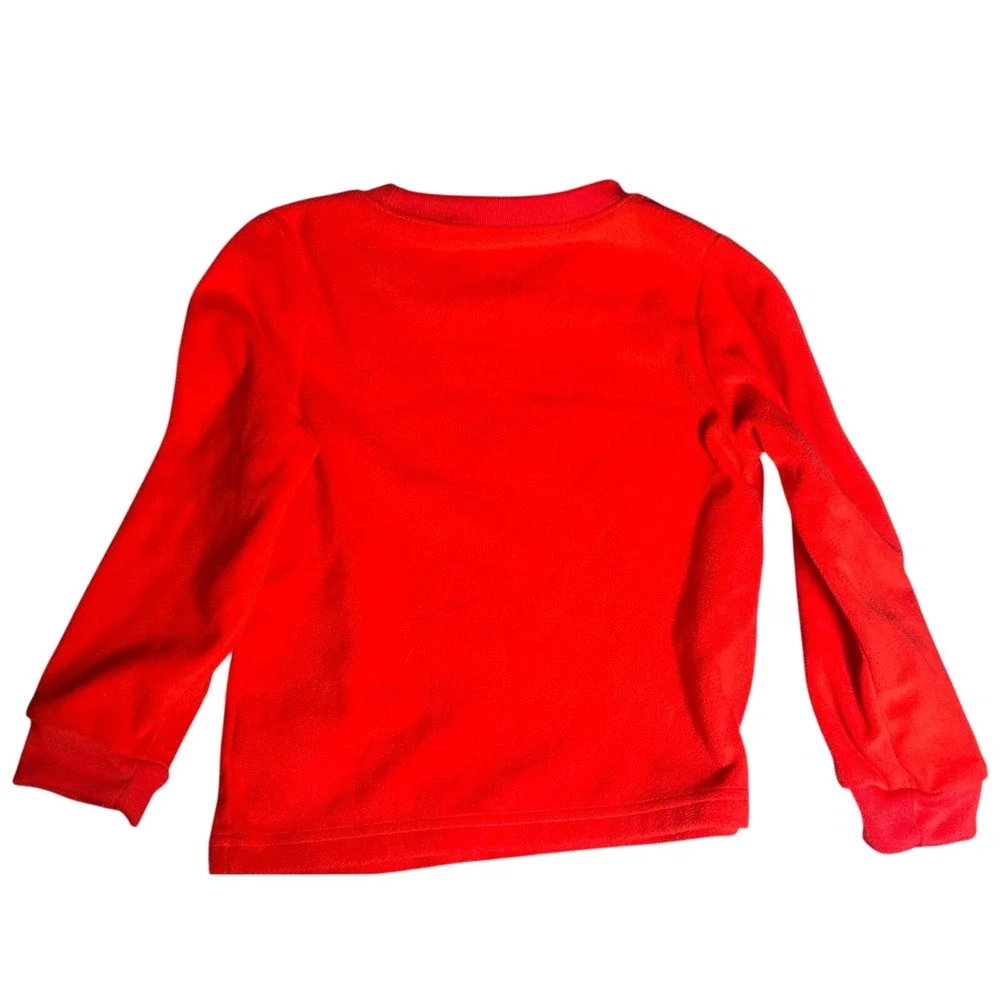 Carters Kids Red Team Santa Long Sleeve Fleece Pullover Sweatshirt, Size 4T, NWT